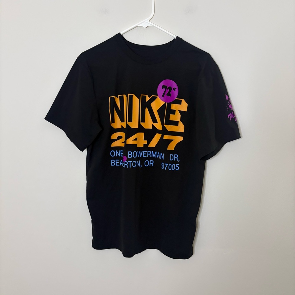 Nike Black Tshirt Orange Blue Graphic Mens Dri fit sporty gym classic
